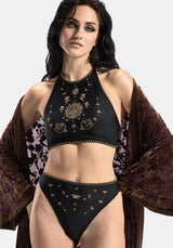 Sola Embroidered High Waist Bikini Bottom