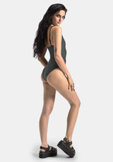 Abellona Embroidered Side Wrap Tie Swimsuit