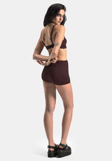 Mire Stripe Tie Detail Bikini Top - Burgundy