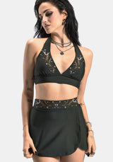 Abellona Embroidered Faux Wrap Swim Skirt