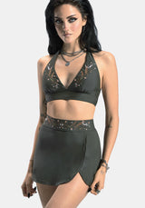 Abellona Embroidered Faux Wrap Swim Skirt