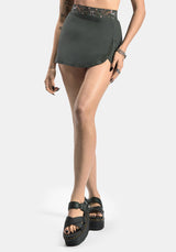 Abellona Embroidered Faux Wrap Swim Skirt