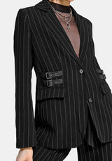 Charli Pinstripe Buckle Oversized Blazer UK 6