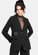 Charli Pinstripe Buckle Oversized Blazer UK 6