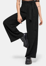 Charli Pinstripe Paperbag Waist Straight Leg Trouser UK 6