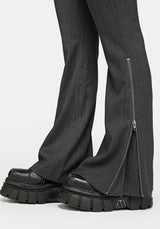 Lea Pinstripe Zip Bootcut Trouser