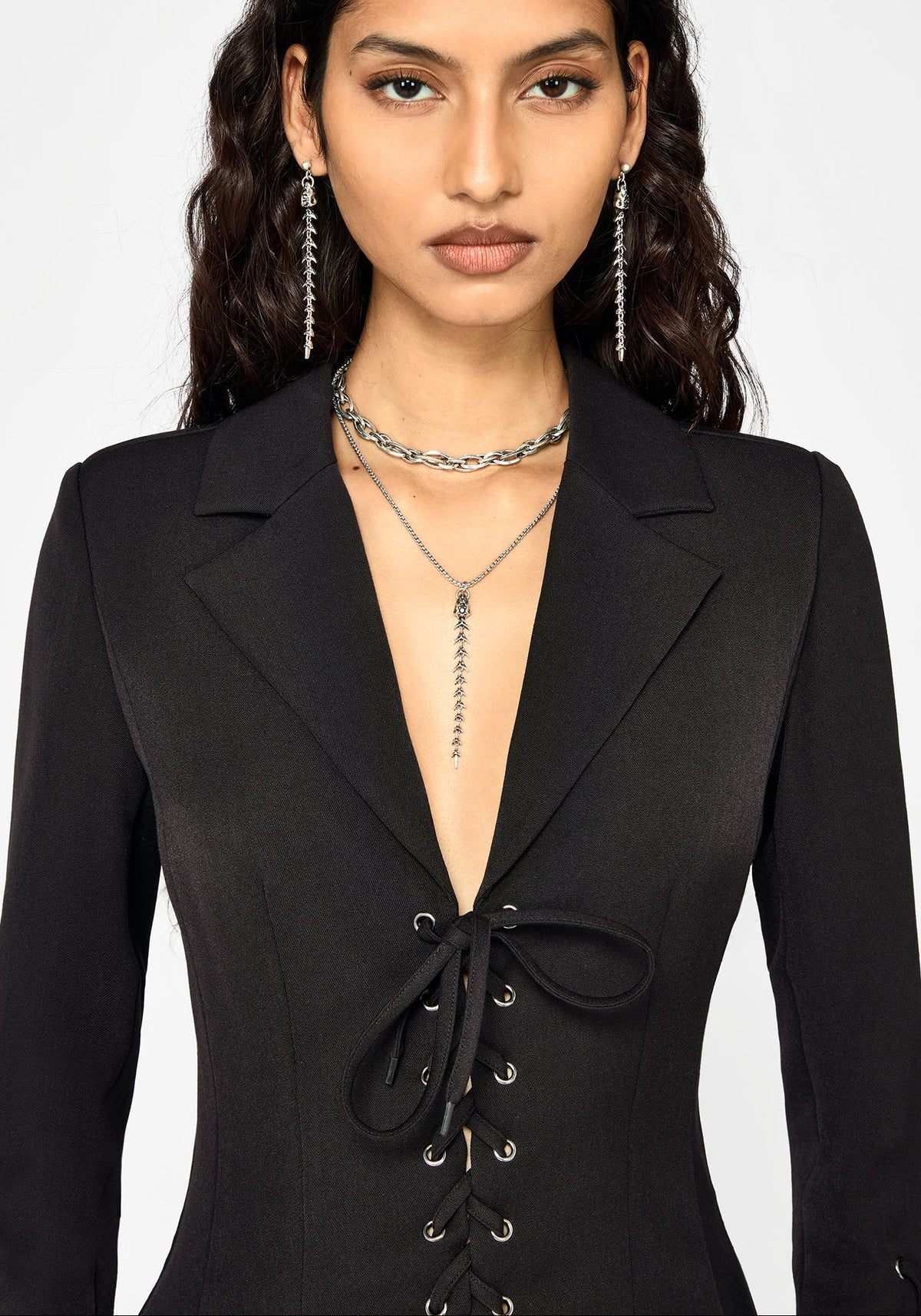 Tori Eyelet Lace Up Blazer Dress