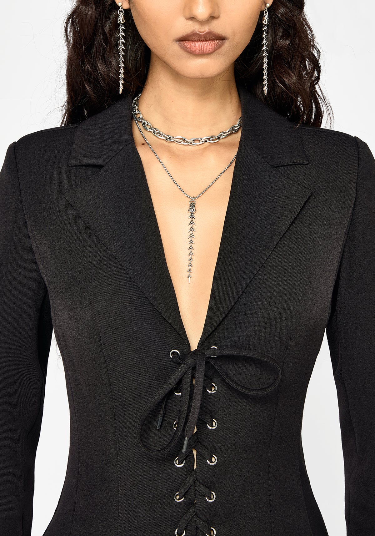 Tori Eyelet Lace Up Blazer Dress