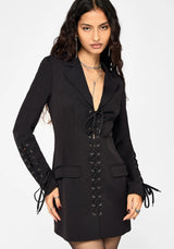 Tori Eyelet Lace Up Blazer Dress