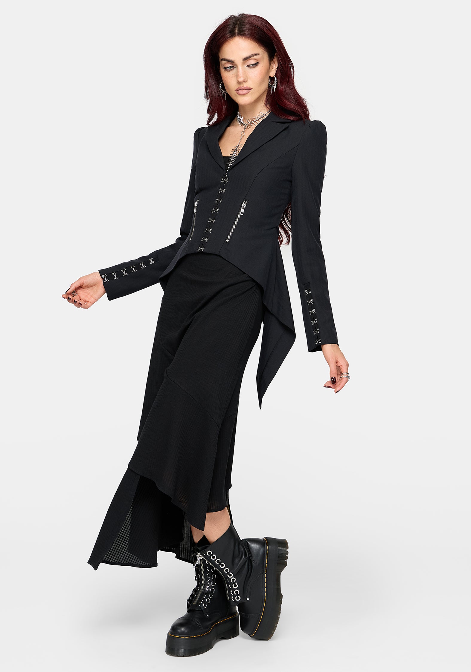 Reina Hook & Eye High Low Blazer