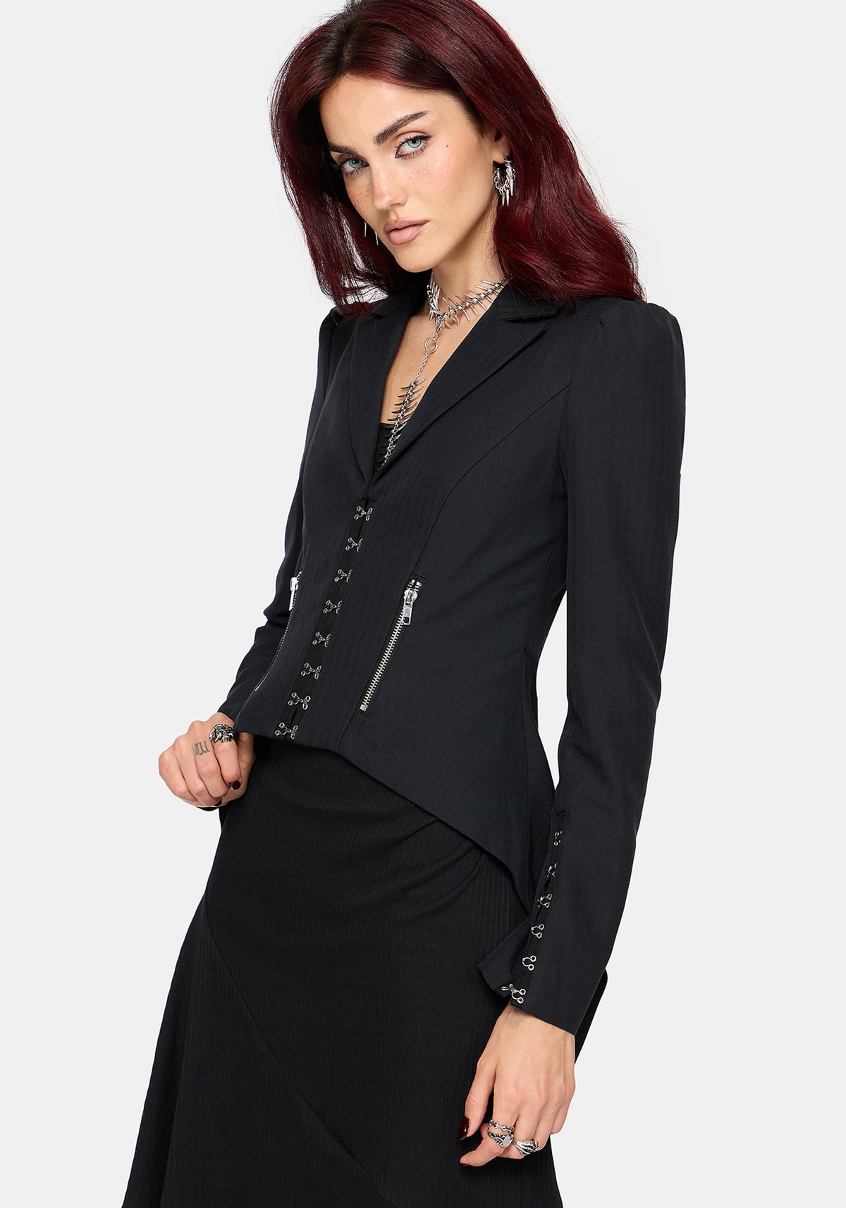 Reina Hook & Eye High Low Blazer
