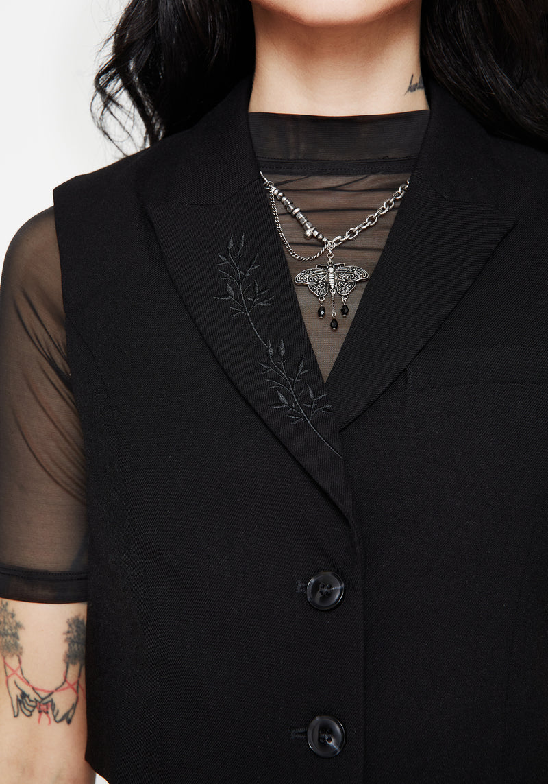 Thora Bestickt Kurz Ärmellos Blazer