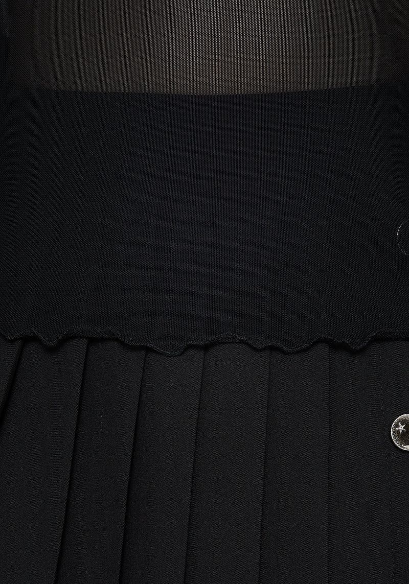 Flavia Mesh Fluted Long Sleeve Top