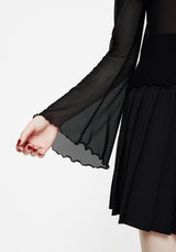 Flavia Mesh Fluted Long Sleeve Top