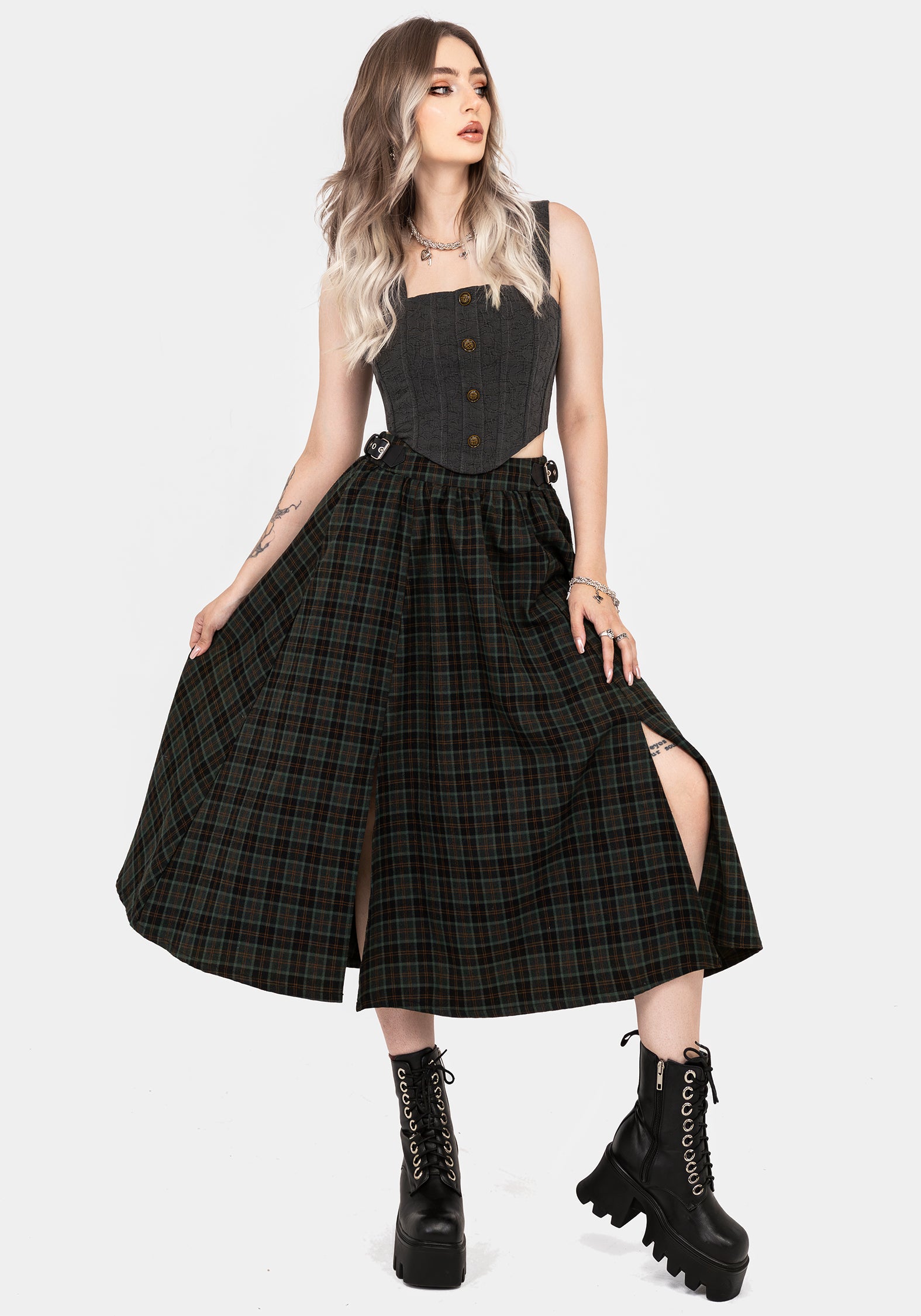 Ombra Button Front Sleeveless Corset Top