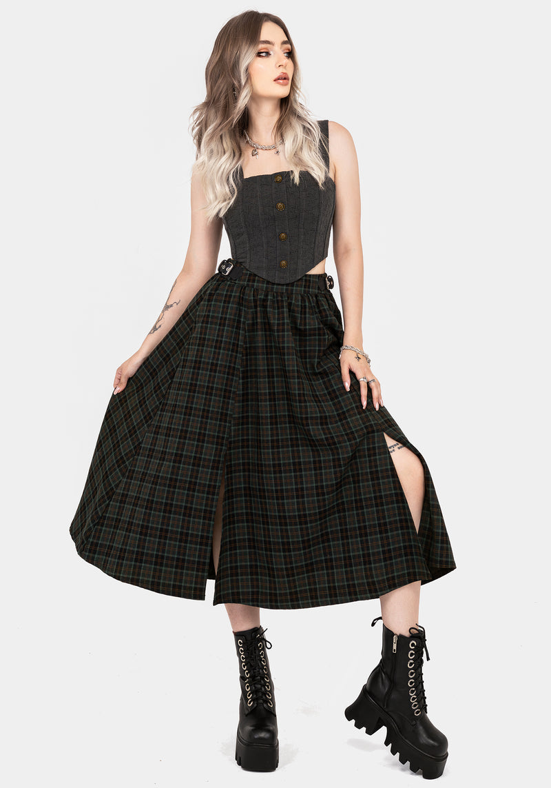 Ombra Button Front Sleeveless Corset Top