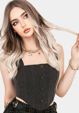 Ombra Button Front Sleeveless Corset Top