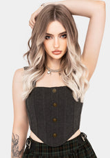 Ombra Button Front Sleeveless Corset Top