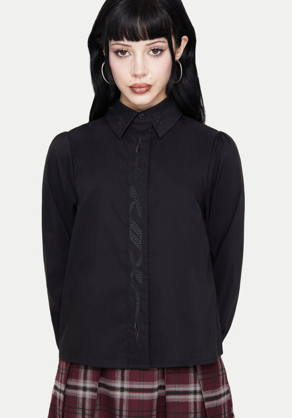 Shadowbane Long Sleeve Button Up Snake Detail Shirt