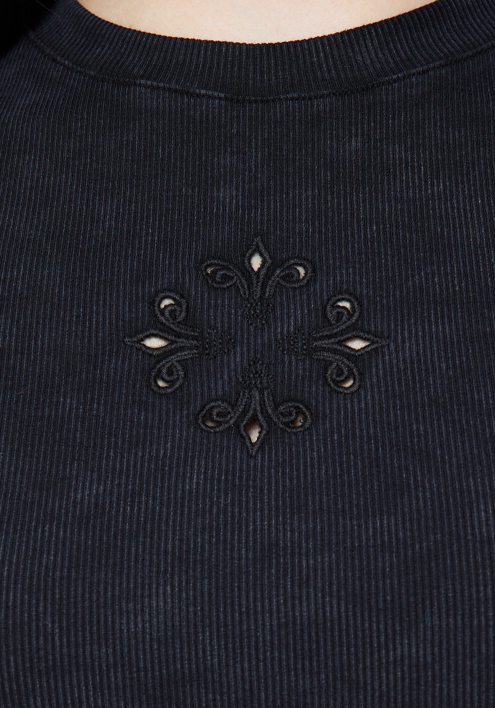 Christina Cotton Cut Out Detail Washed T-Shirt