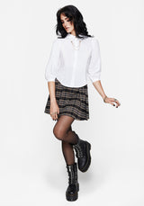 Mire Button Up Puff Sleeve Chain Collared Shirt
