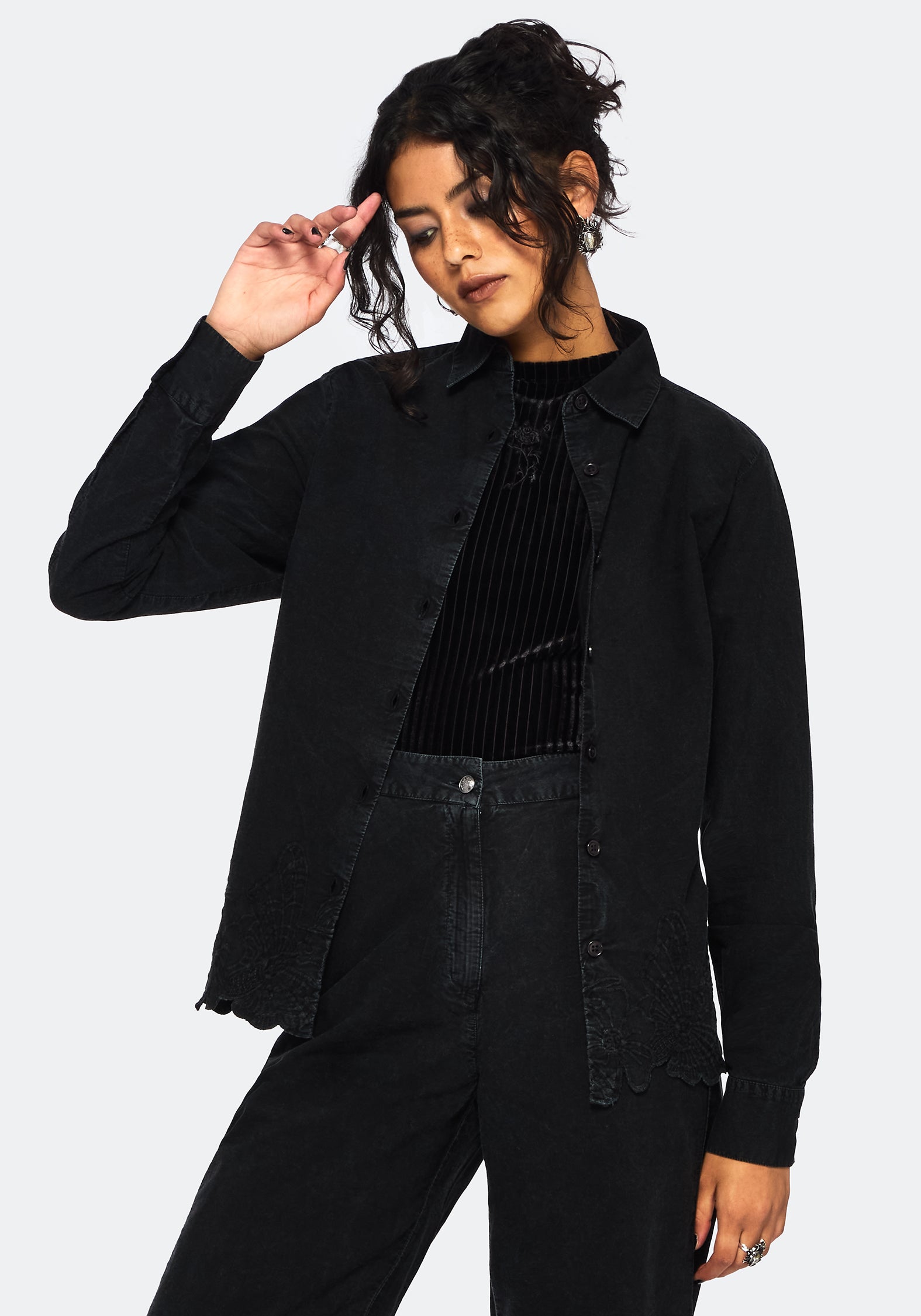 Ceres Cotton Moth Broderie Hem Shirt