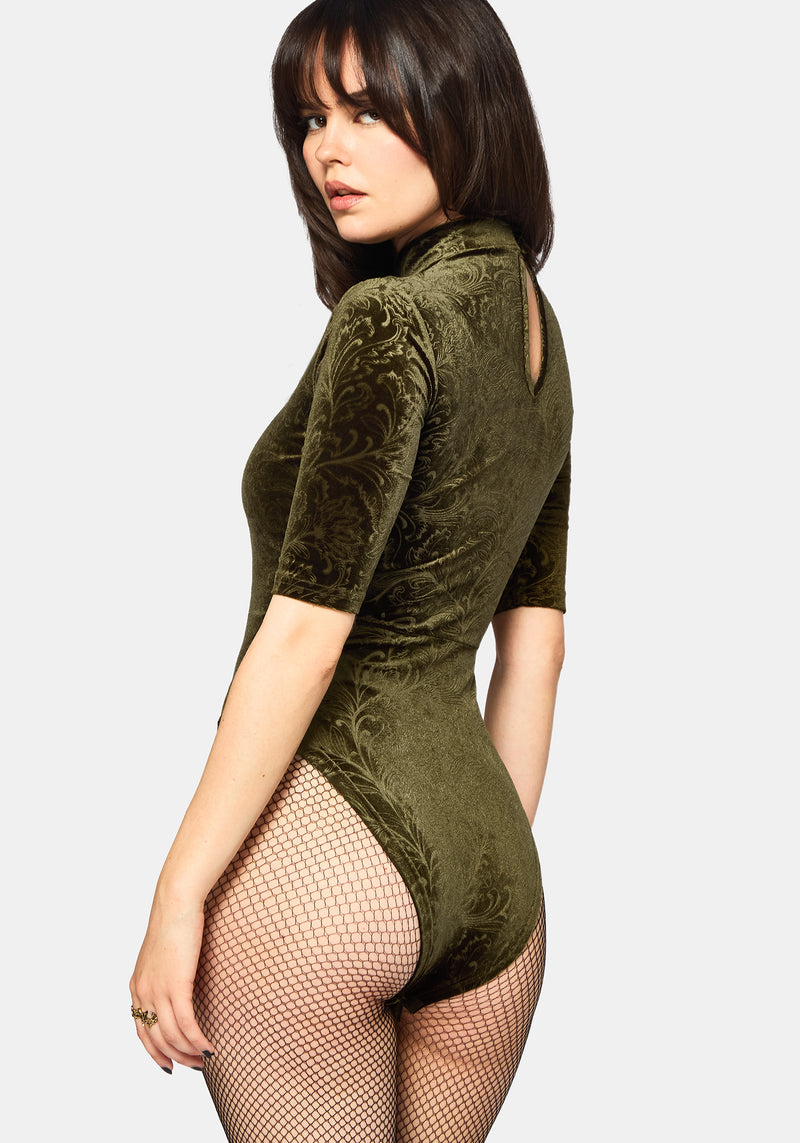 Thornshade High Neck Velour Bodysuit
