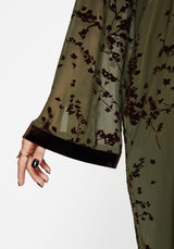 Jael Flocked Longline Mesh Kimono