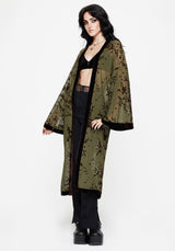Jael Flocked Longline Mesh Kimono