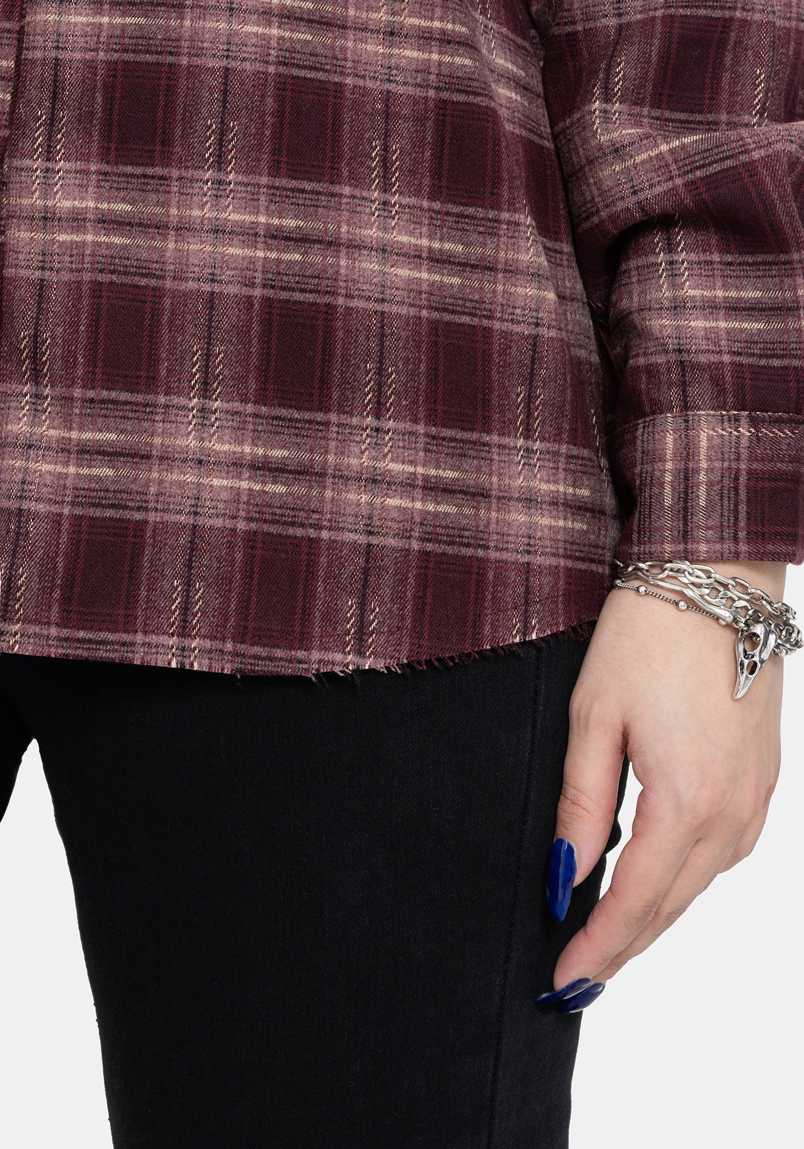 Wren Burgundy Check Oversized Shirt