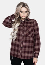 Wren Burgundy Check Oversized Shirt