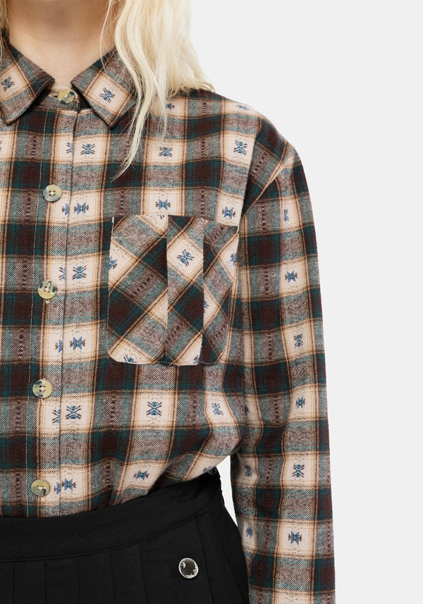 Emily Cotton Check Oversized Longline Shirt