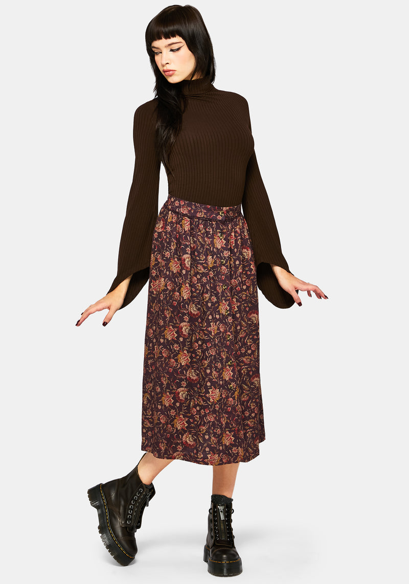 Amata Flared Sleeve Top - Brown