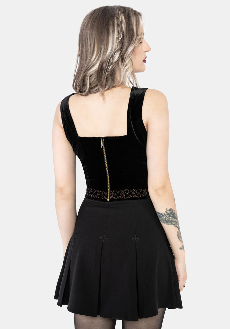 Gildra Tie Front Velour Waistcoat Corset