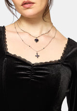 Nelle Velour Embroidered Puff Sleeve Corset Top