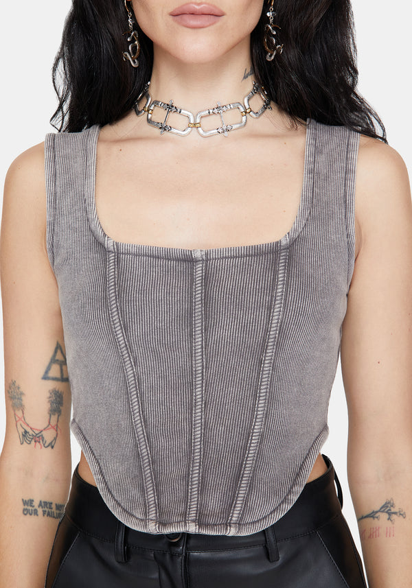 Irradiance Cotton Embroidered Jersey Corset Top