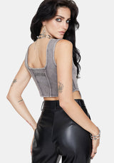 Irradiance Cotton Embroidered Jersey Corset Top