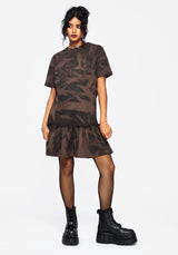 Mugwort Cotton Ombre Jersey Frill Hem Mini Dress