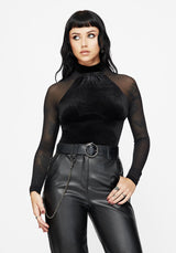 Vespera Velvet Mesh Long Sleeved Top