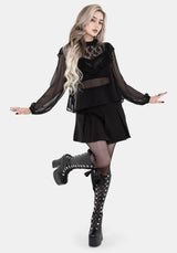 Myr Contrast Ruffle Lace Blouse