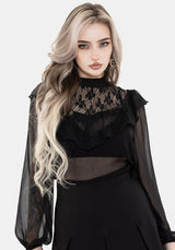 Myr Contrast Ruffle Lace Blouse