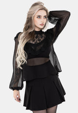 Myr Contrast Ruffle Lace Blouse