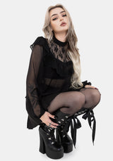 Myr Contrast Ruffle Lace Blouse