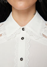 Belle Pleated Lace White Shirt