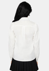 Belle Pleated Lace White Shirt