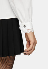 Belle Pleated Lace White Shirt