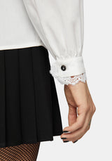 Belle Pleated Lace White Shirt