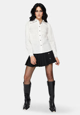 Belle Pleated Lace White Shirt