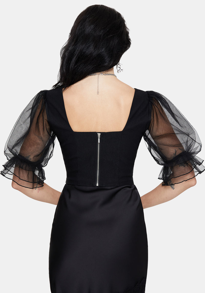 Silva Climbing Roses Embroidered Puff Sleeve Top