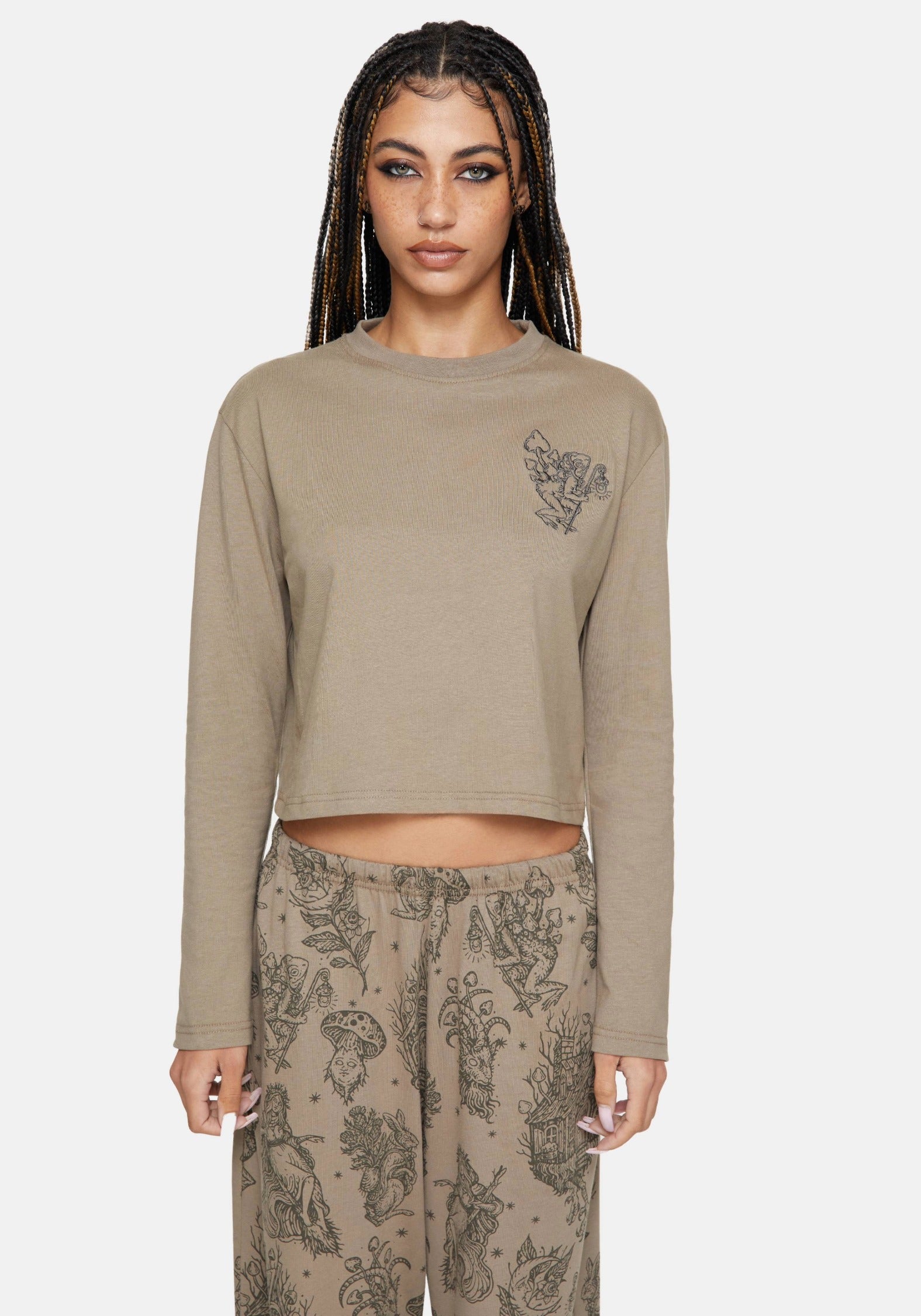 Hexborn Baba Yaga Embroidered Long Sleeve Pyjama Tee